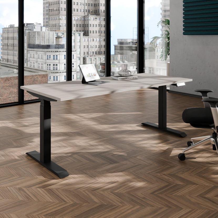 TELDRA Pro, Desk a 2 motori | 1600 - 1800 mm, regolabile in altezza elettricamente, grigio di quercia nordica