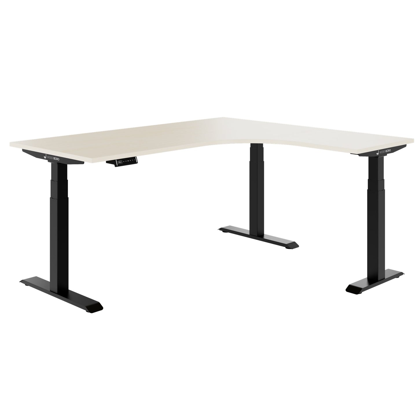 TELDRA Pro, 3-motor angle desk table | 1800 x 1600 mm, electrically height adjustable, maple