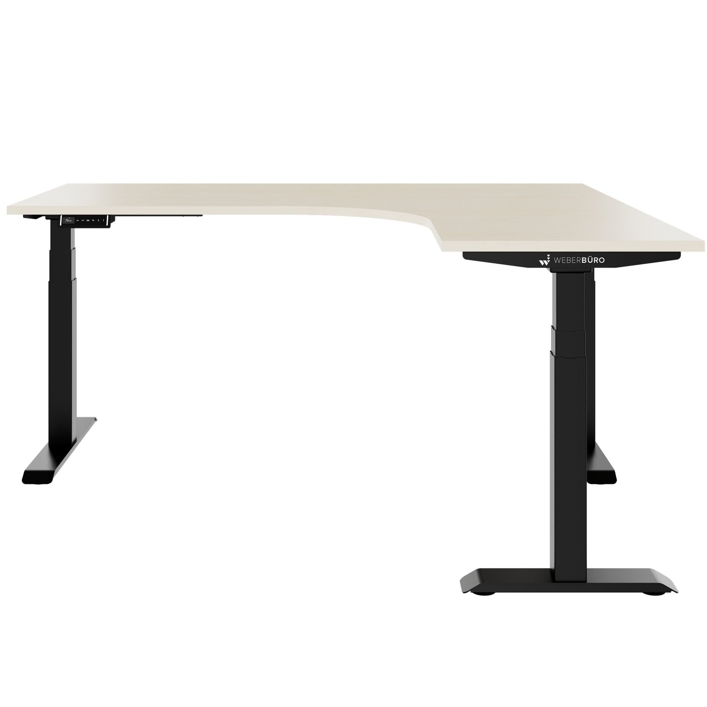 TELDRA Pro, 3-motor angle desk table | 1800 x 1600 mm, electrically height adjustable, maple