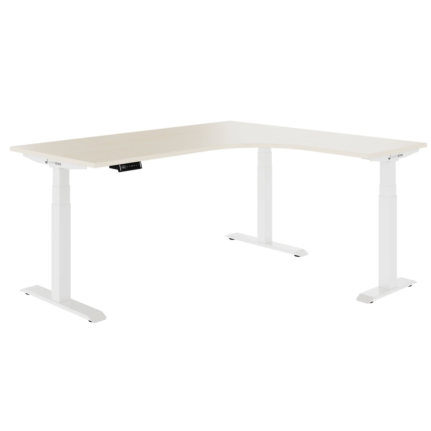 TELDRA Pro, 3-motor angle desk table | 1800 x 1600 mm, electrically height adjustable, maple