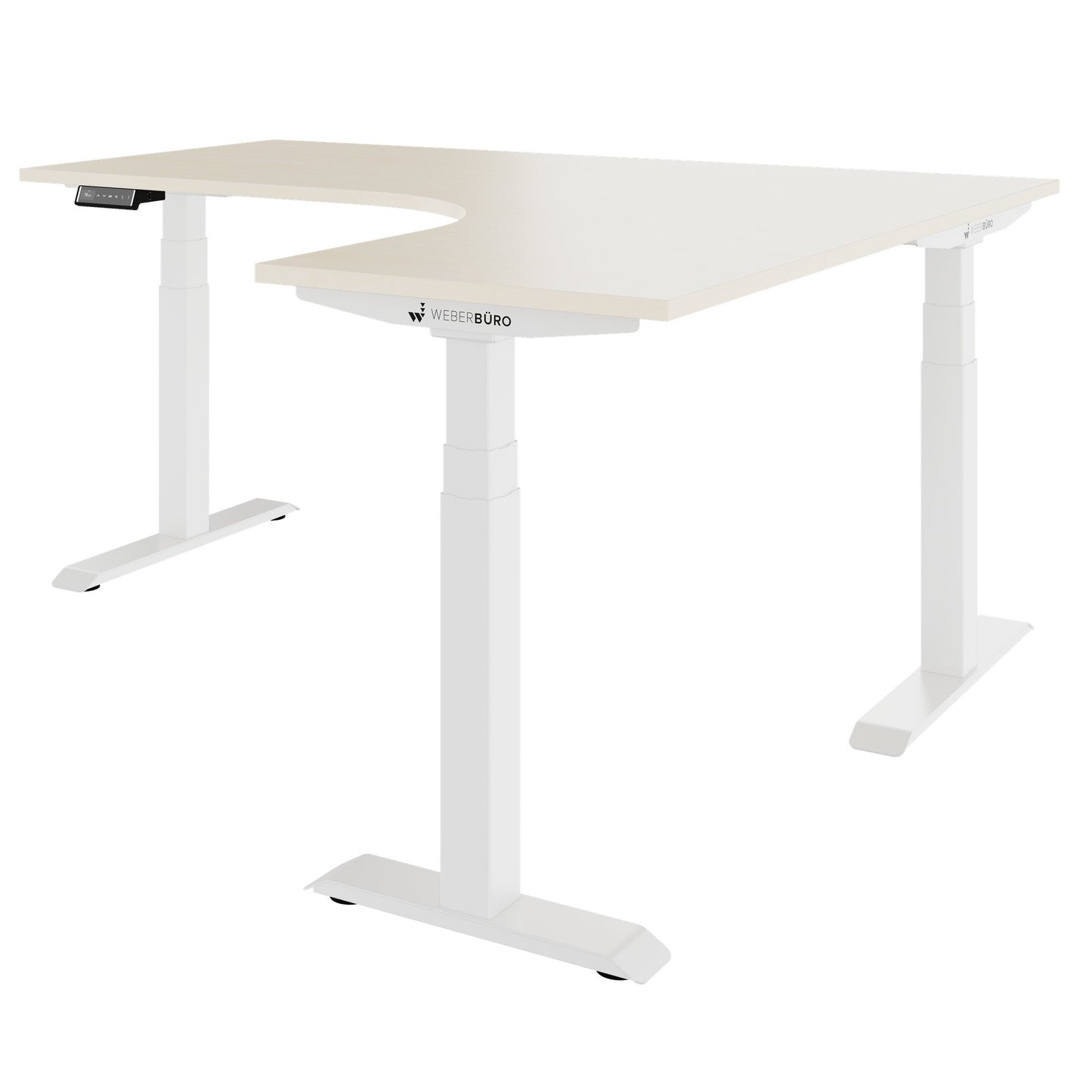 TELDRA Pro, 3-motor angle desk table | 1800 x 1600 mm, electrically height adjustable, maple
