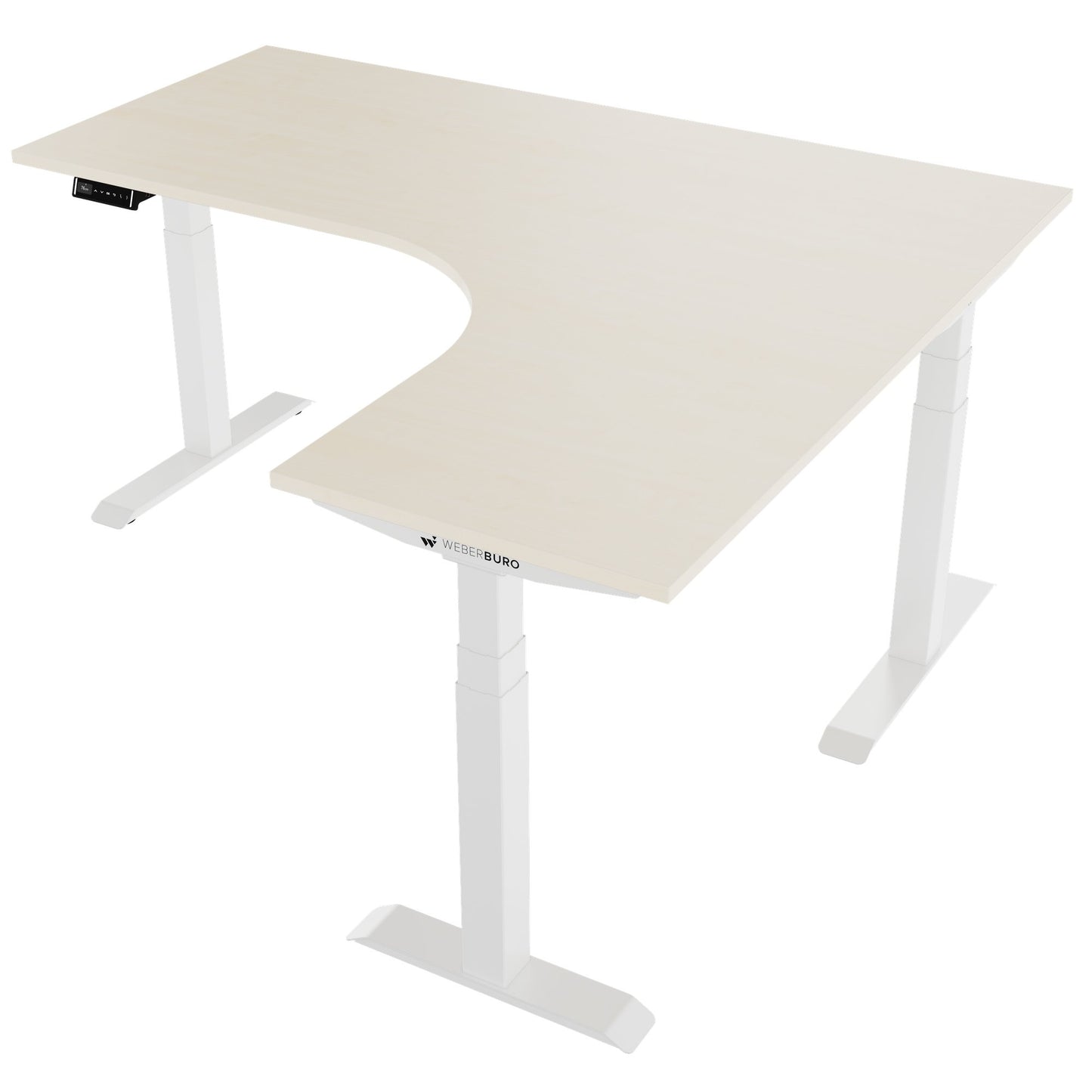 TELDRA Pro, 3-motor angle desk table | 1800 x 1600 mm, electrically height adjustable, maple