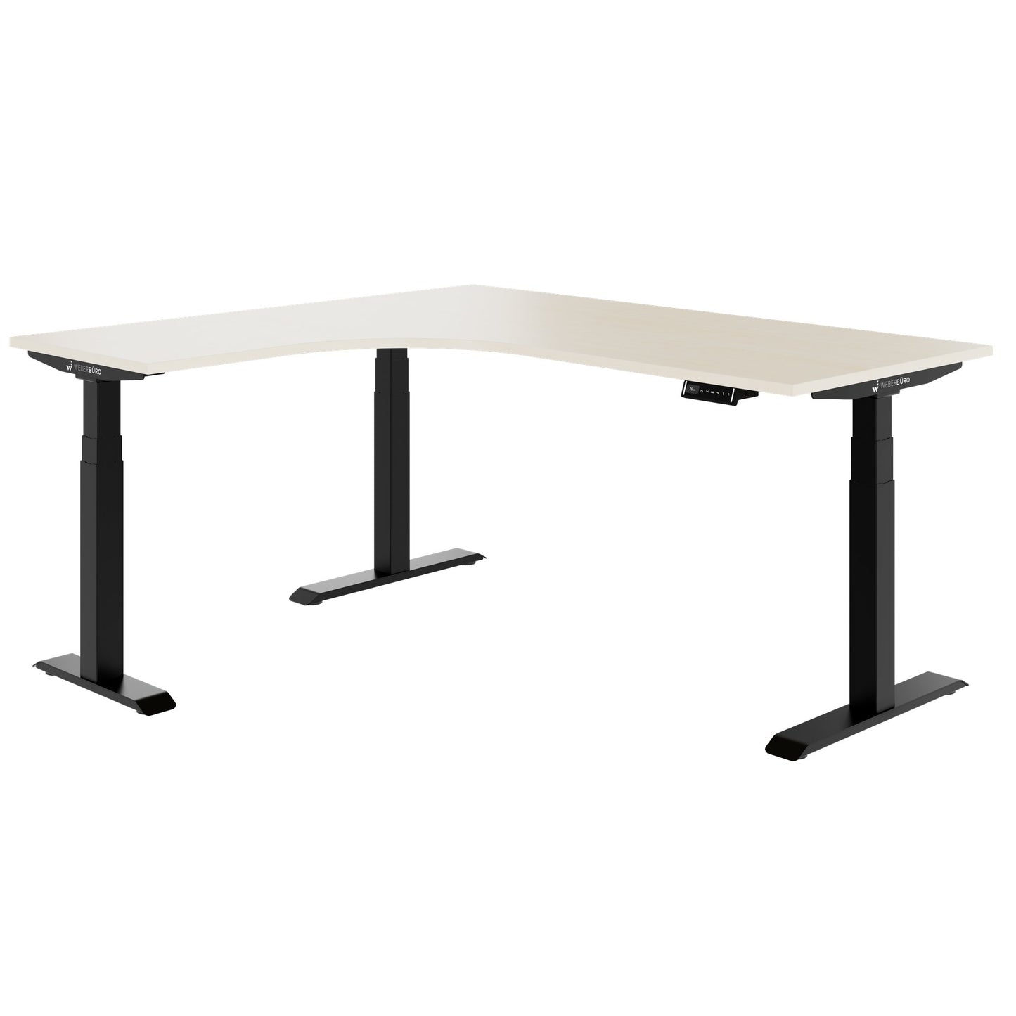 TELDRA Pro, 3-motor angle desk table | 1800 x 1600 mm, electrically height adjustable, maple