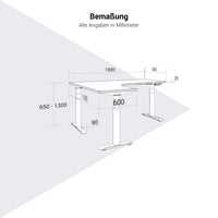 TELDRA PRO, Tableau de bureau à angle à 3 moteurs | 1800 x 1600 mm, réglable à la hauteur électrique, érable