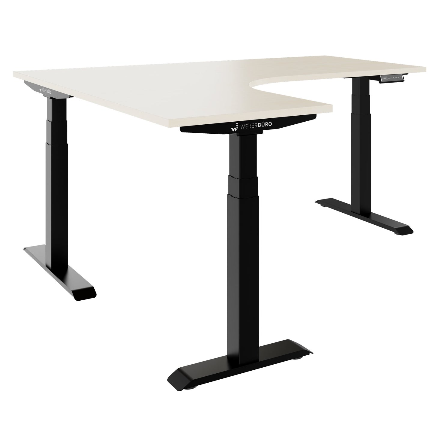 TELDRA Pro, 3-motor angle desk table | 1800 x 1600 mm, electrically height adjustable, maple