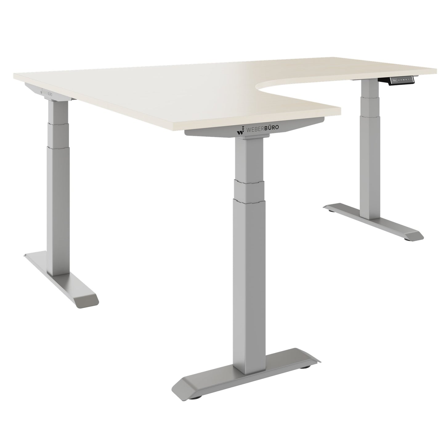 TELDRA Pro, 3-motor angle desk table | 1800 x 1600 mm, electrically height adjustable, maple