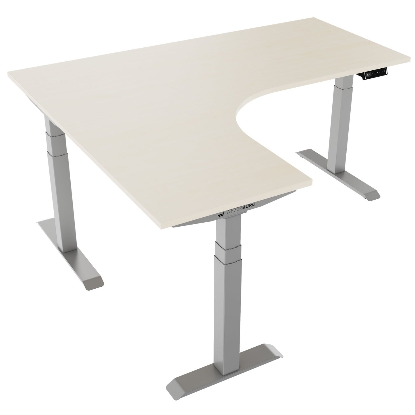 TELDRA Pro, 3-motor angle desk table | 1800 x 1600 mm, electrically height adjustable, maple