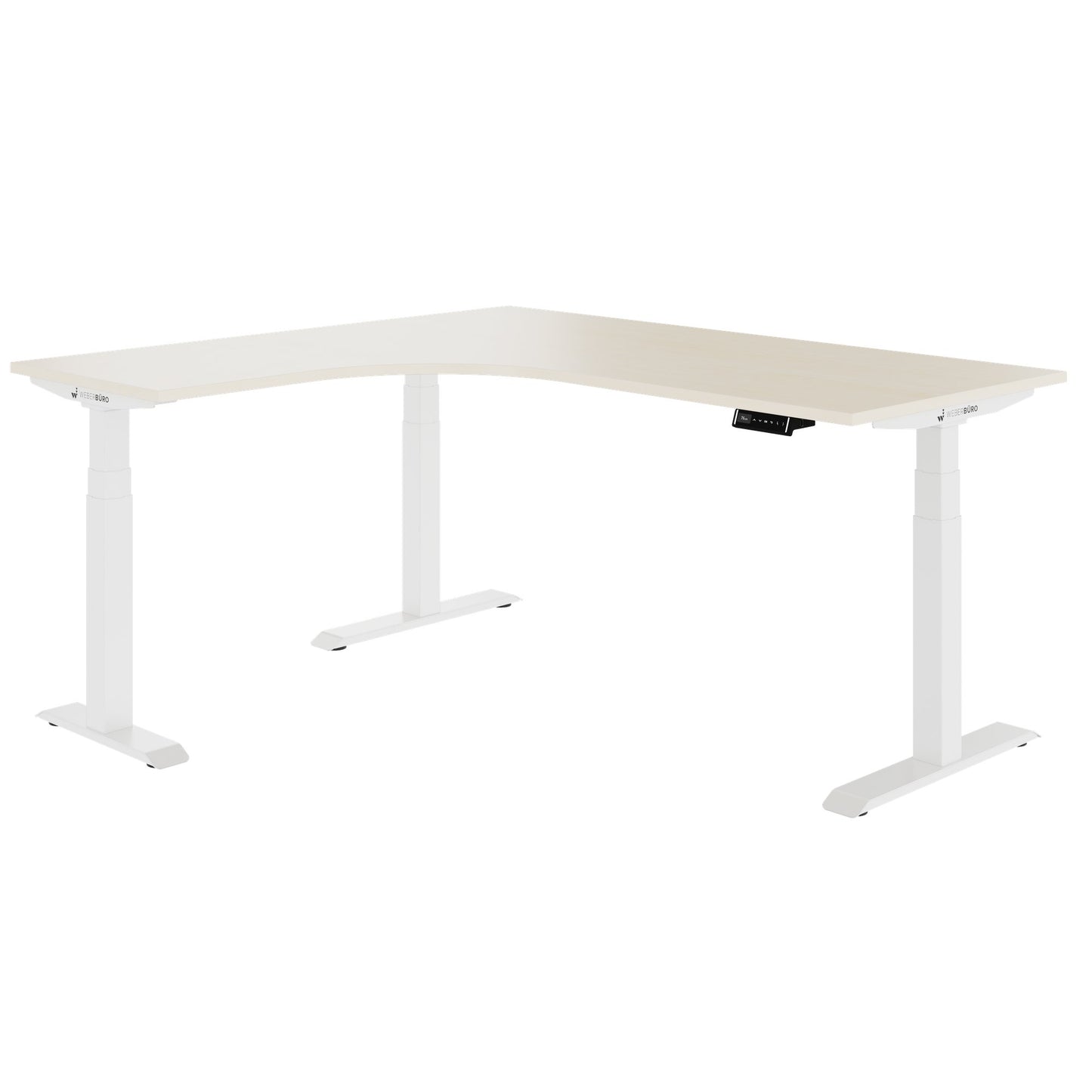 TELDRA Pro, 3-motor angle desk table | 1800 x 1600 mm, electrically height adjustable, maple