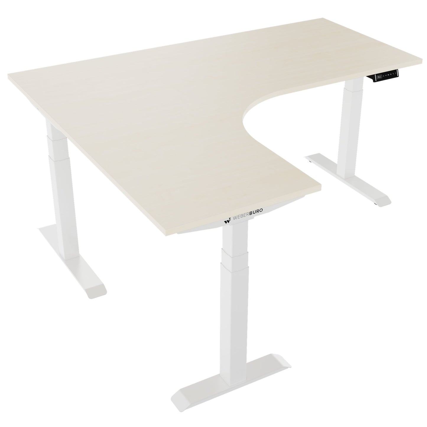 TELDRA Pro, 3-motor angle desk table | 1800 x 1600 mm, electrically height adjustable, maple