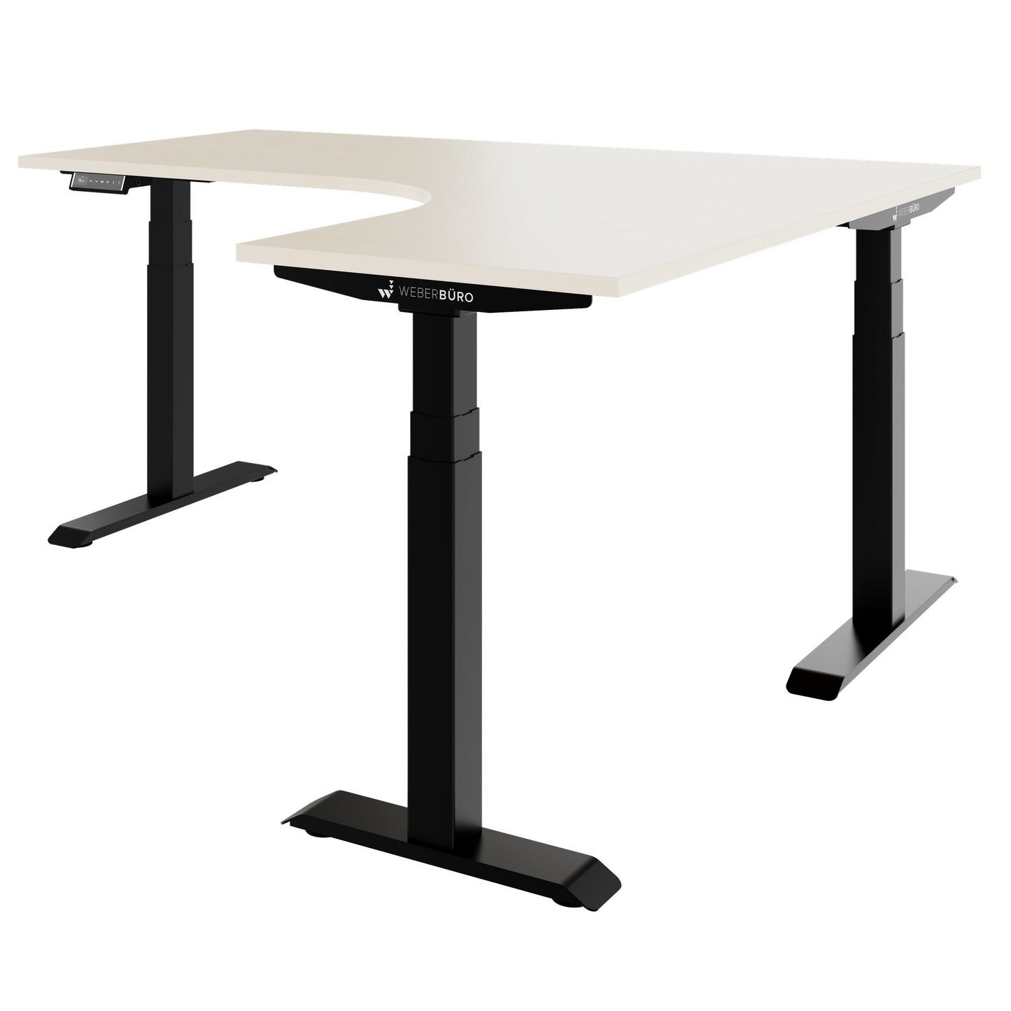 TELDRA Pro, 3-motor angle desk table | 1800 x 1600 mm, electrically height adjustable, maple