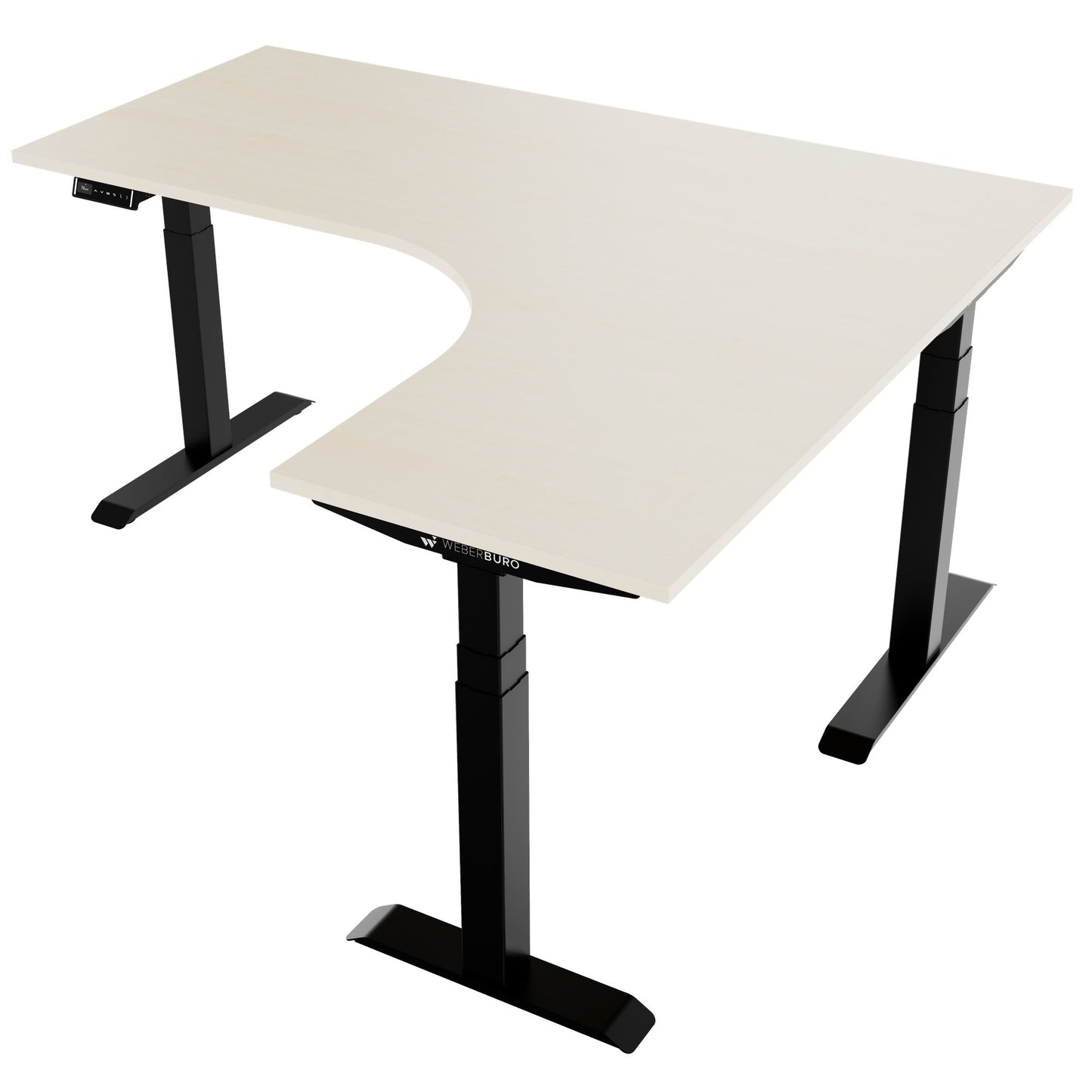 TELDRA Pro, 3-motor angle desk table | 1800 x 1600 mm, electrically height adjustable, maple