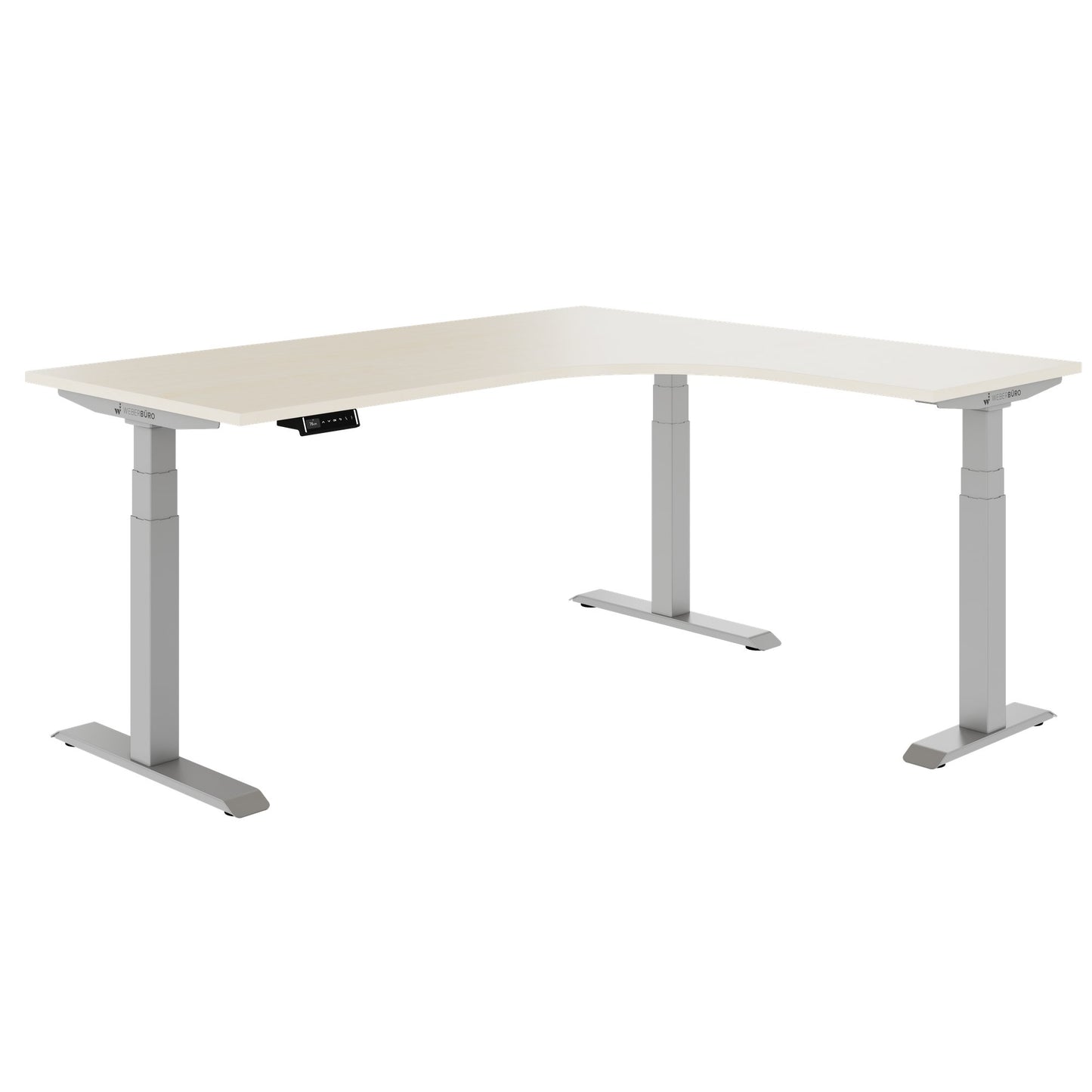 TELDRA Pro, 3-motor angle desk table | 1800 x 1600 mm, electrically height adjustable, maple