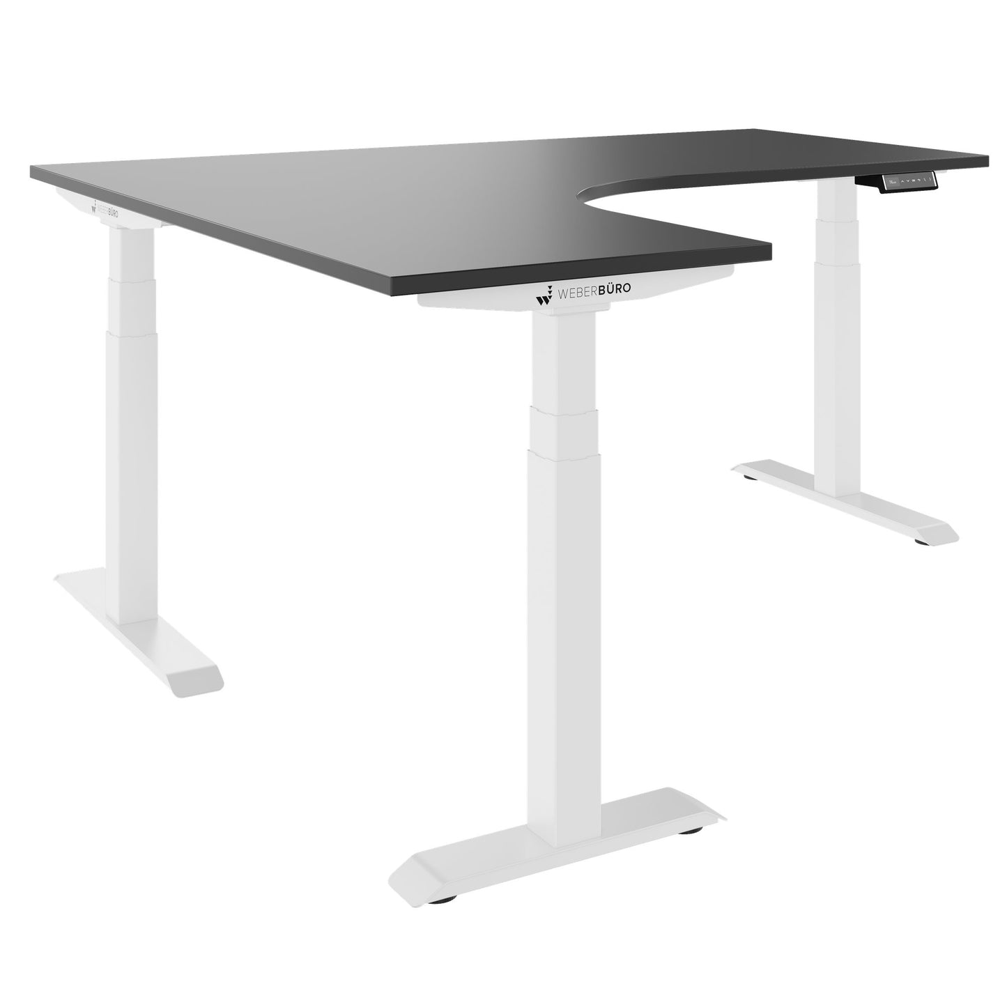 TELDRA Pro, 3-Motoren-Winkelschreibtisch | 1800 x 1600 mm, elektrisch höhenverstellbar, Anthrazit