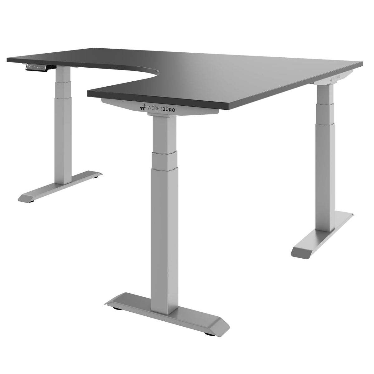 TELDRA Pro, 3-Motoren-Winkelschreibtisch | 1800 x 1600 mm, elektrisch höhenverstellbar, Anthrazit