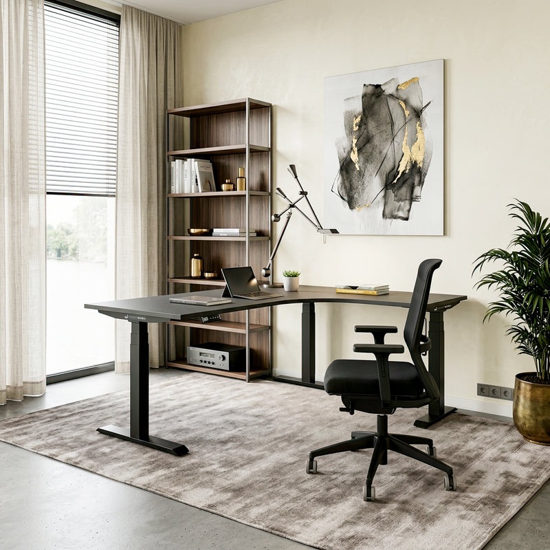 TELDRA Pro, 3-Motoren-Winkelschreibtisch | 1800 x 1600 mm, elektrisch höhenverstellbar, Anthrazit - 12 Main Image