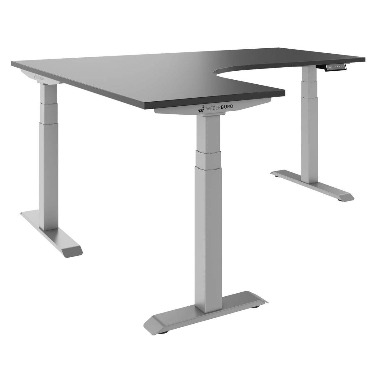 TELDRA Pro, 3-Motoren-Winkelschreibtisch | 1800 x 1600 mm, elektrisch höhenverstellbar, Anthrazit