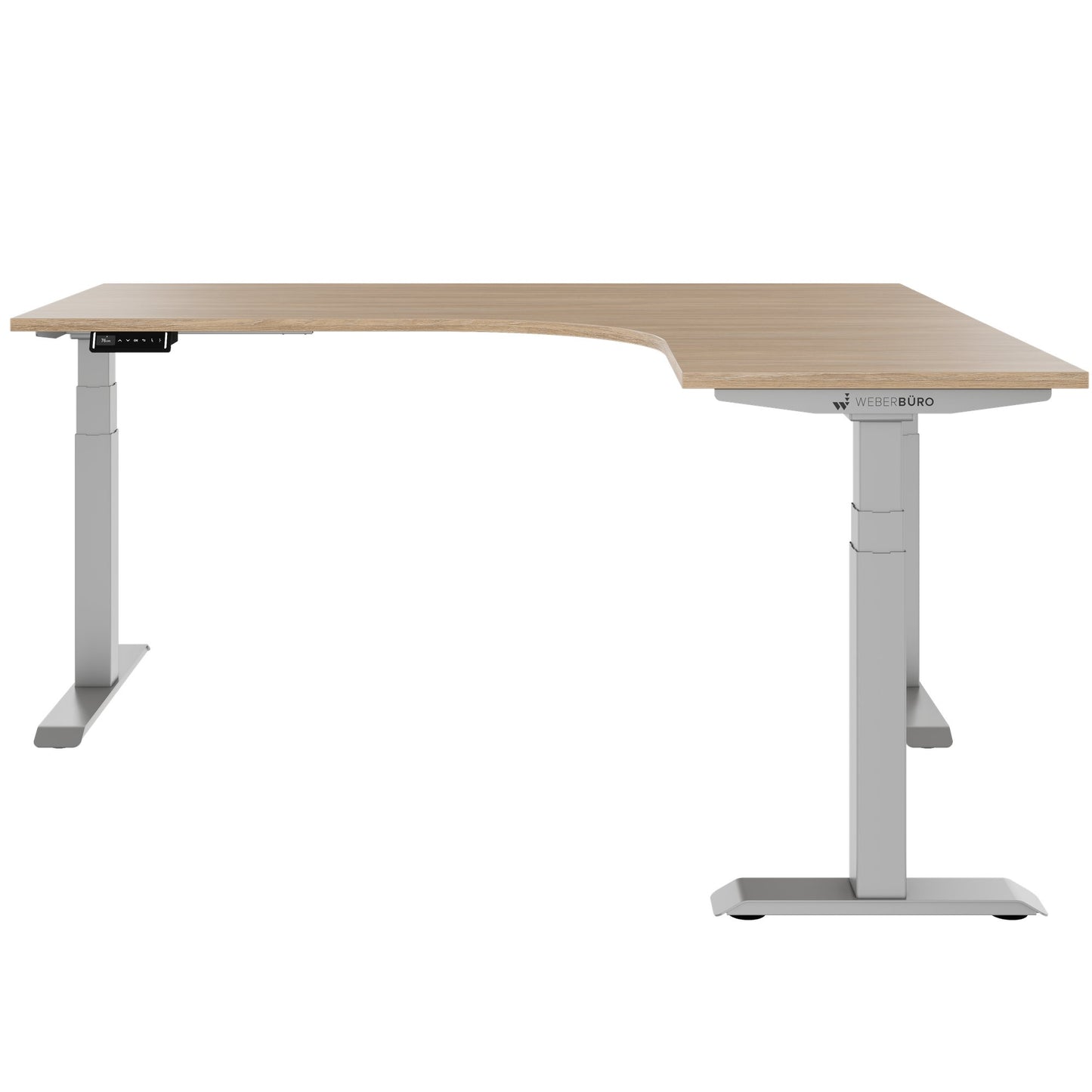 TELDRA Pro, 3-motor angle desk table | 1800 x 1600 mm, electrically height adjustable, amber oak