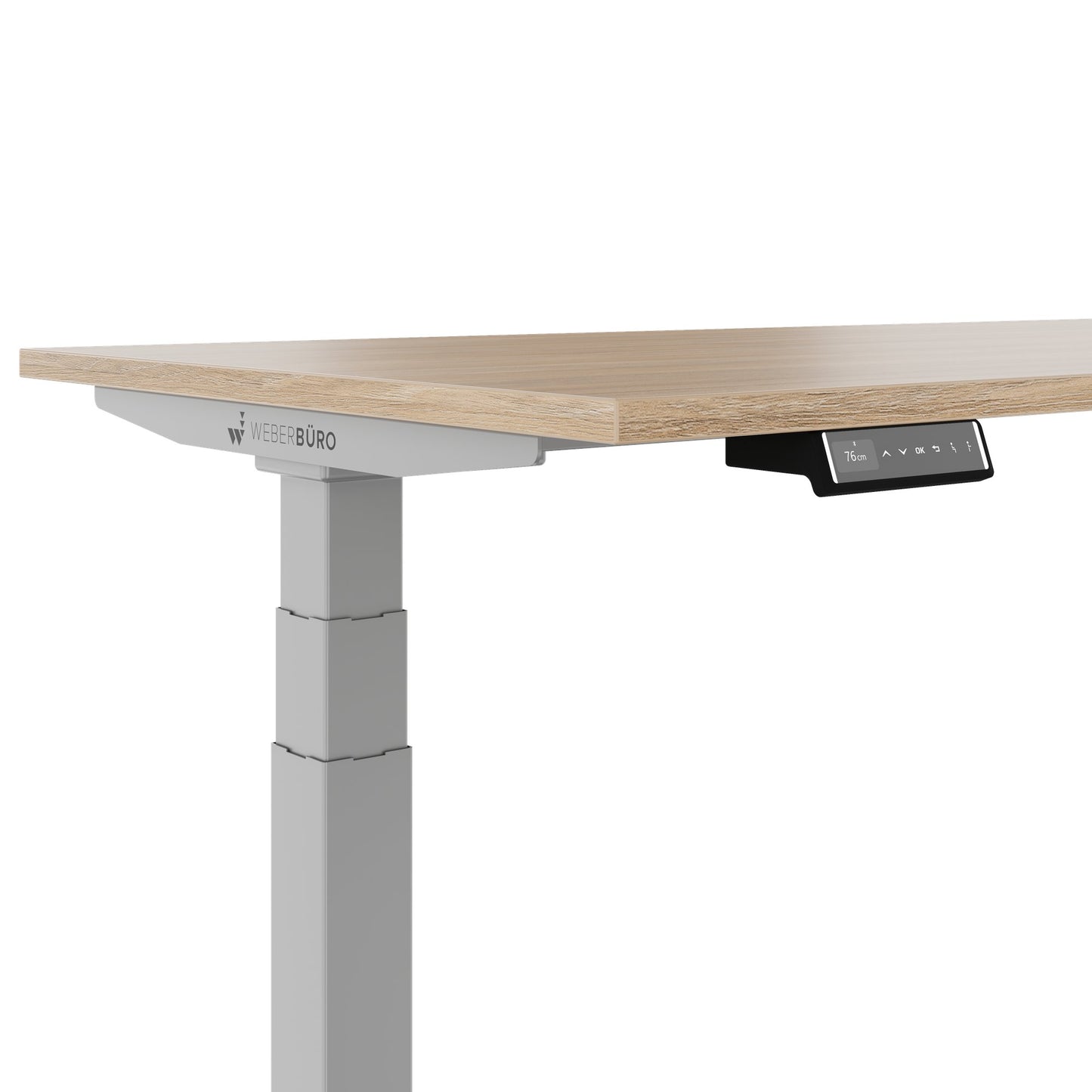 TELDRA Pro, 3-motor angle desk table | 1800 x 1600 mm, electrically height adjustable, amber oak