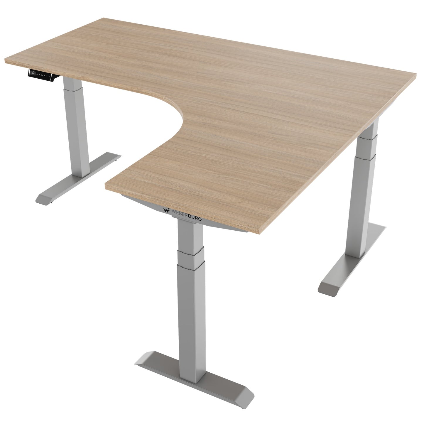 TELDRA Pro, 3-motor angle desk table | 1800 x 1600 mm, electrically height adjustable, amber oak