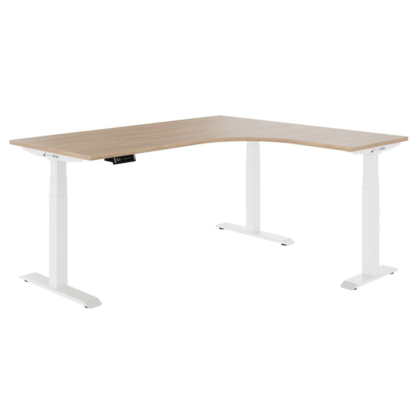 TELDRA Pro, 3-motor angle desk table | 1800 x 1600 mm, electrically height adjustable, amber oak