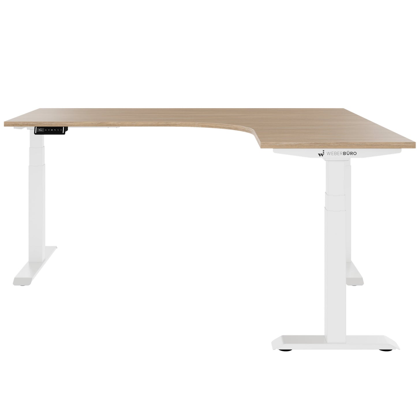 TELDRA Pro, 3-motor angle desk table | 1800 x 1600 mm, electrically height adjustable, amber oak