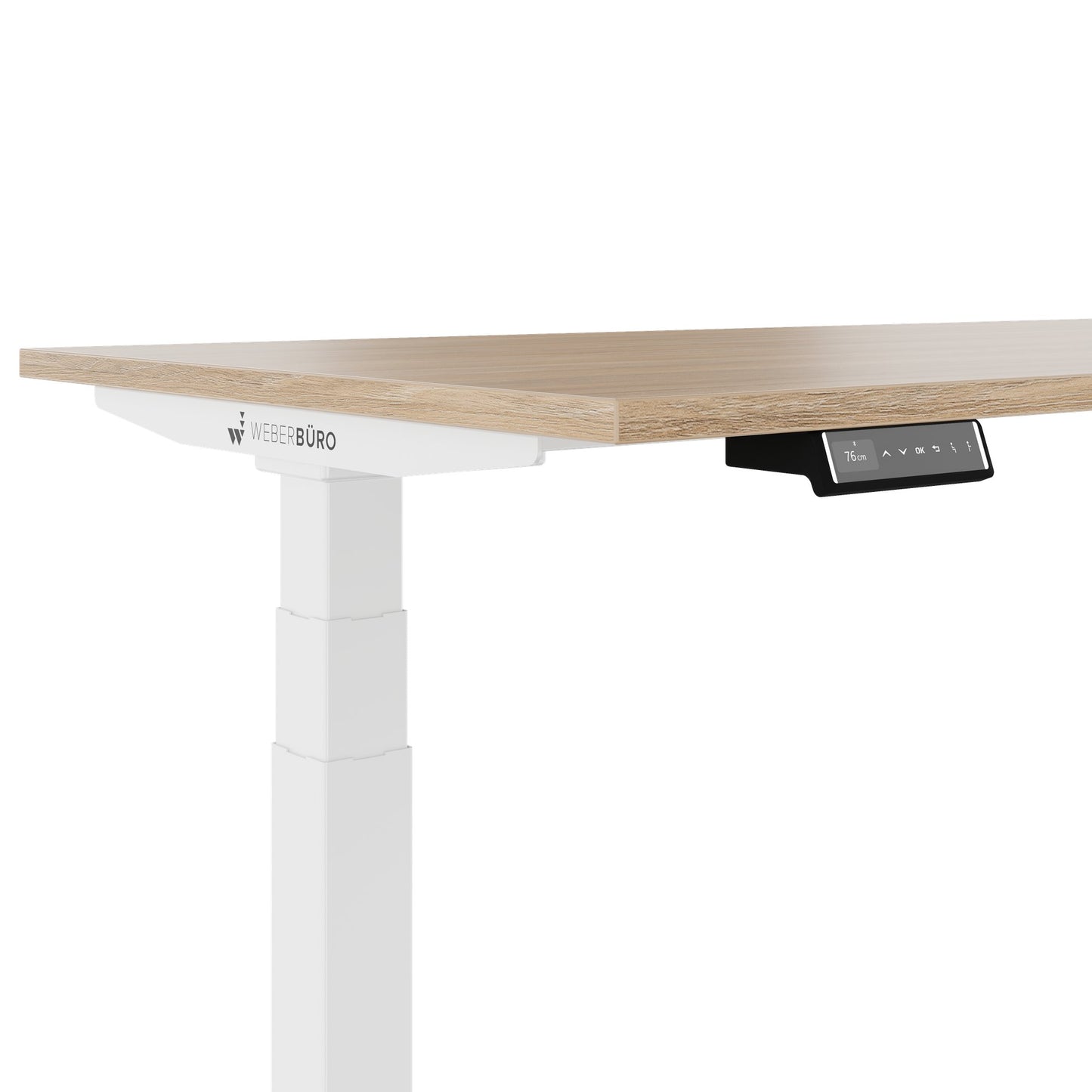TELDRA Pro, 3-motor angle desk table | 1800 x 1600 mm, electrically height adjustable, amber oak