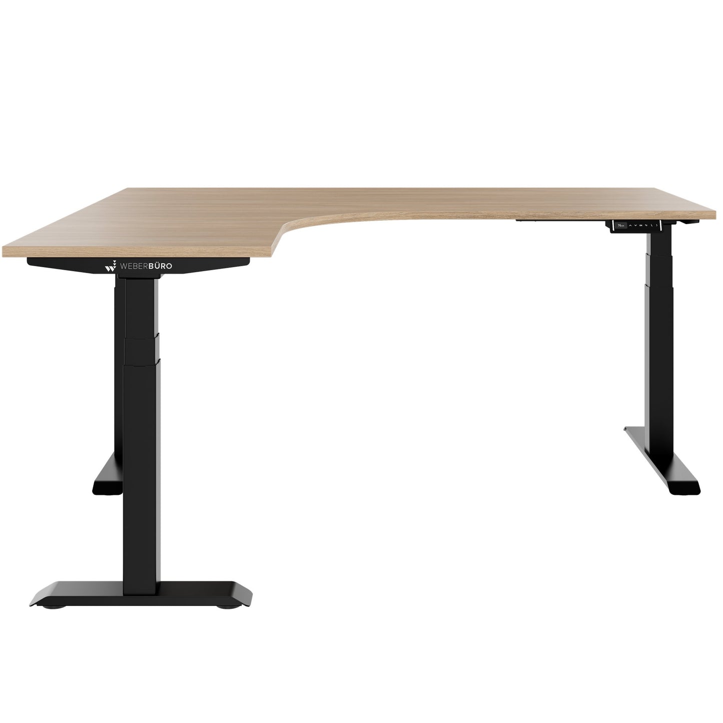 TELDRA Pro, 3-motor angle desk table | 1800 x 1600 mm, electrically height adjustable, amber oak