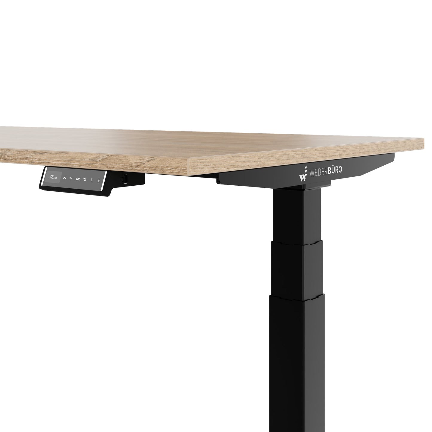 TELDRA Pro, 3-motor angle desk table | 1800 x 1600 mm, electrically height adjustable, amber oak