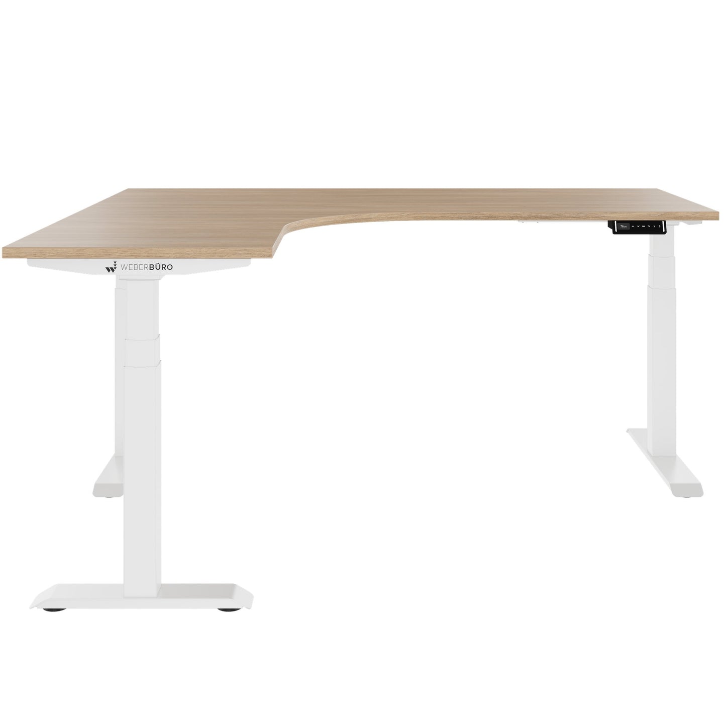 TELDRA Pro, 3-motor angle desk table | 1800 x 1600 mm, electrically height adjustable, amber oak