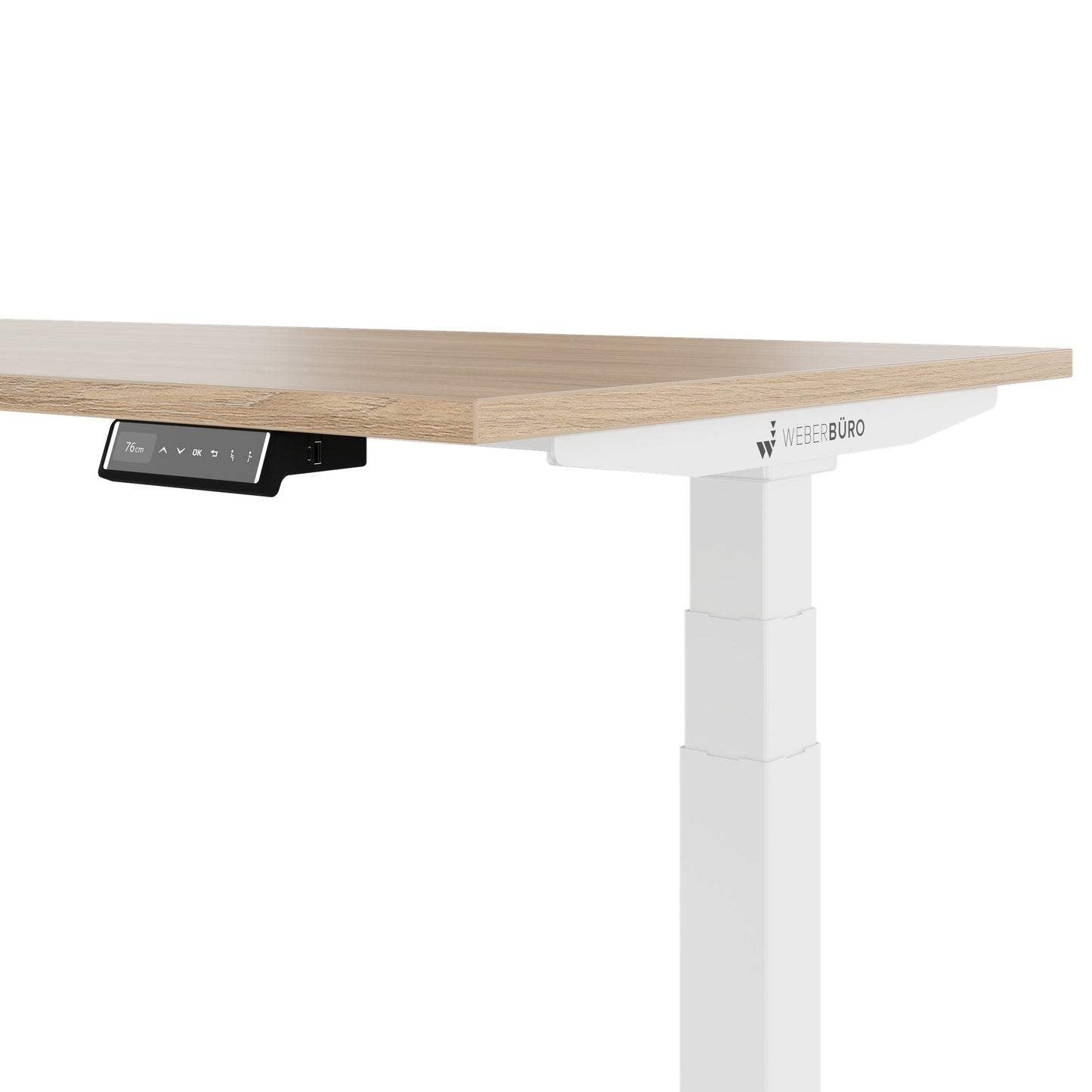 TELDRA Pro, 3-motor angle desk table | 1800 x 1600 mm, electrically height adjustable, amber oak