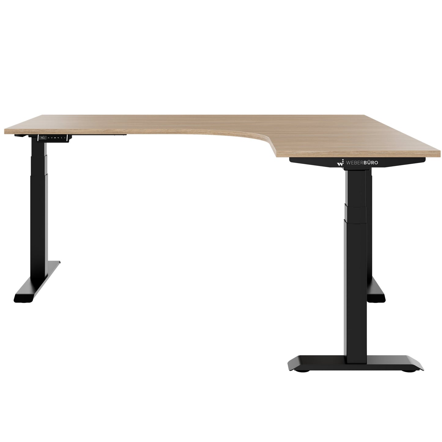 TELDRA Pro, 3-motor angle desk table | 1800 x 1600 mm, electrically height adjustable, amber oak