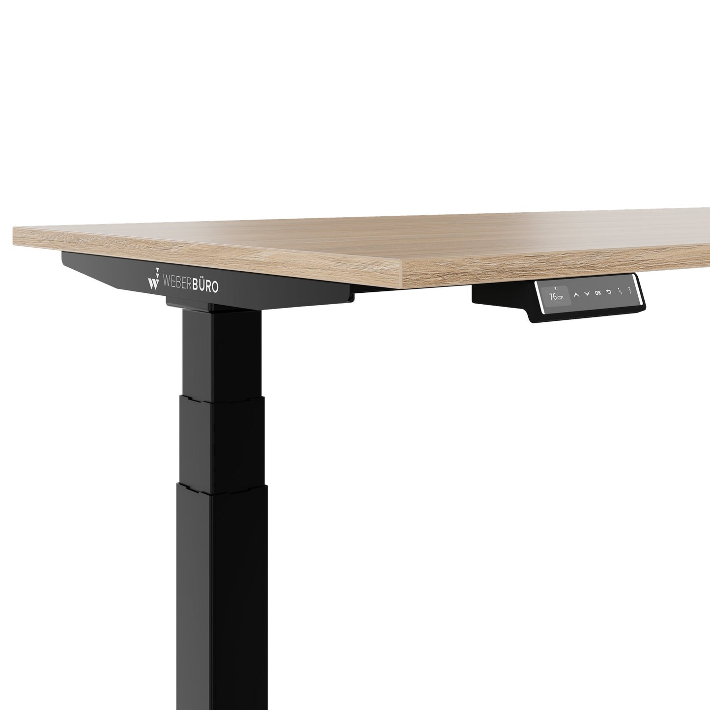 TELDRA Pro, 3-motor angle desk table | 1800 x 1600 mm, electrically height adjustable, amber oak