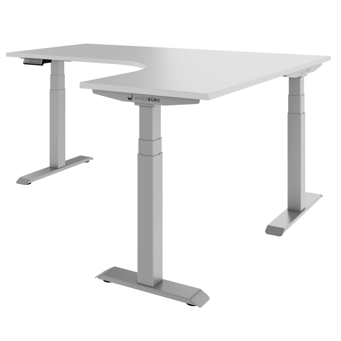 TELDRA Pro, 3-motor corner desk | 1800 x 1600 mm, electrically height-adjustable, pearl gray