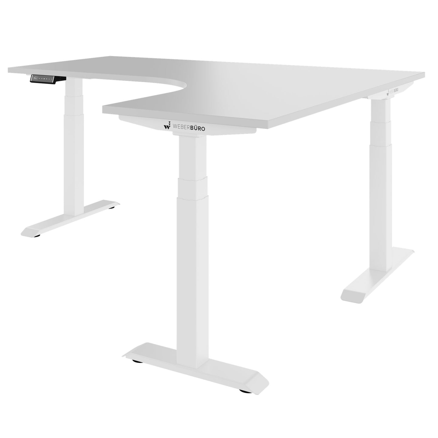 TELDRA Pro, 3-motor corner desk | 1800 x 1600 mm, electrically height-adjustable, pearl gray