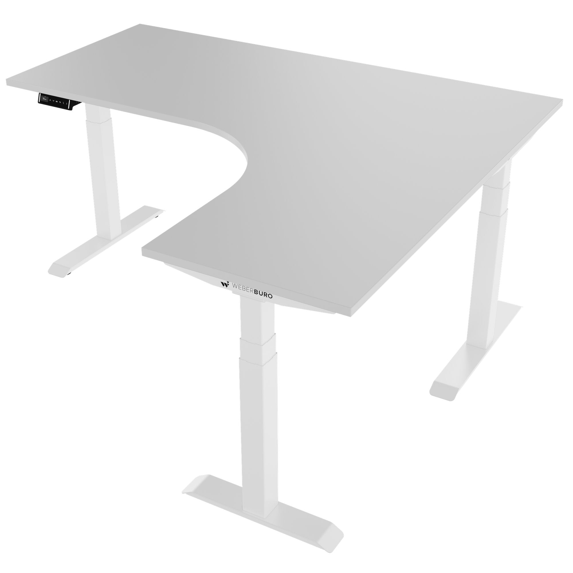 TELDRA Pro, 3-motor corner desk | 1800 x 1600 mm, electrically height-adjustable, pearl gray
