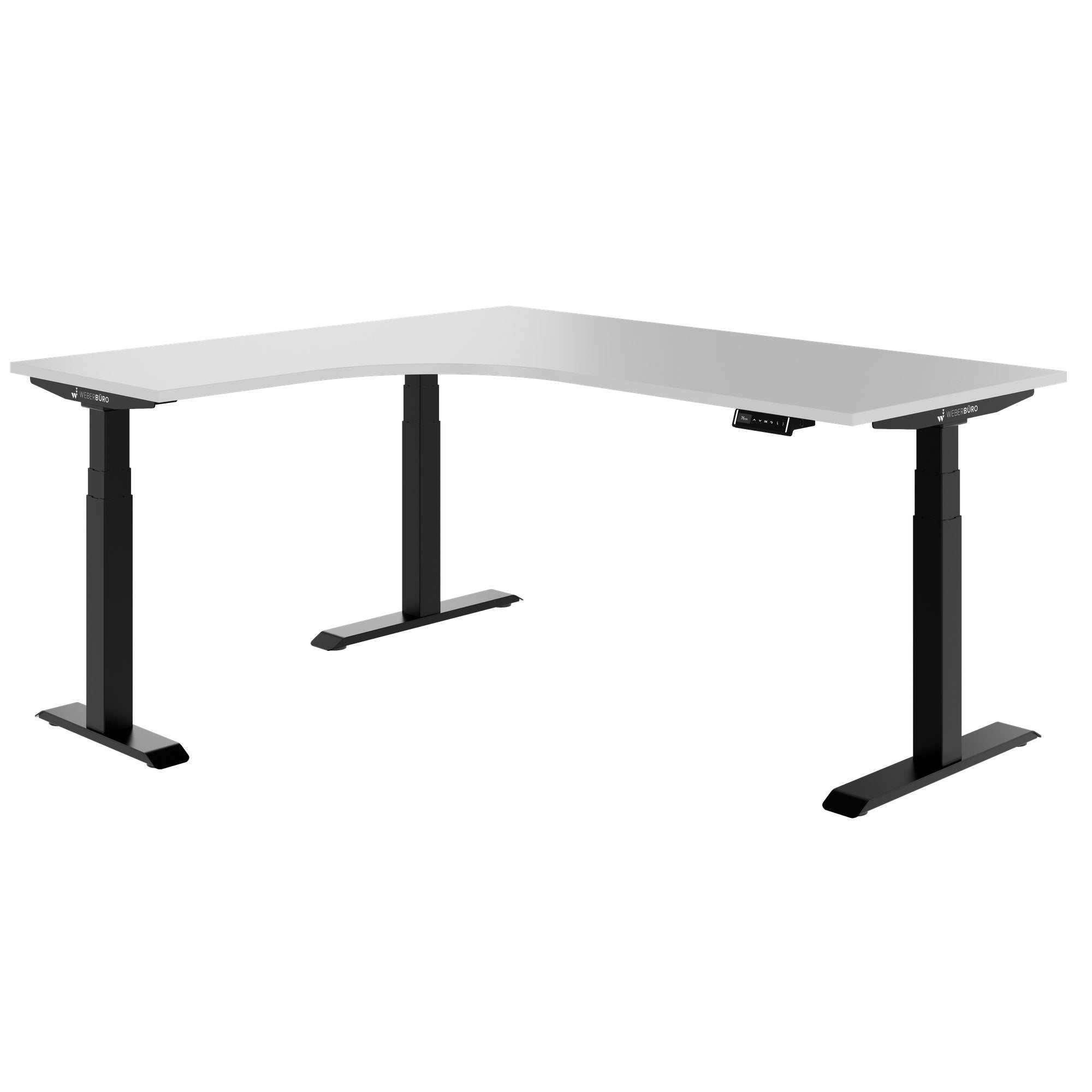 TELDRA Pro, 3-motor corner desk | 1800 x 1600 mm, electrically height-adjustable, pearl gray