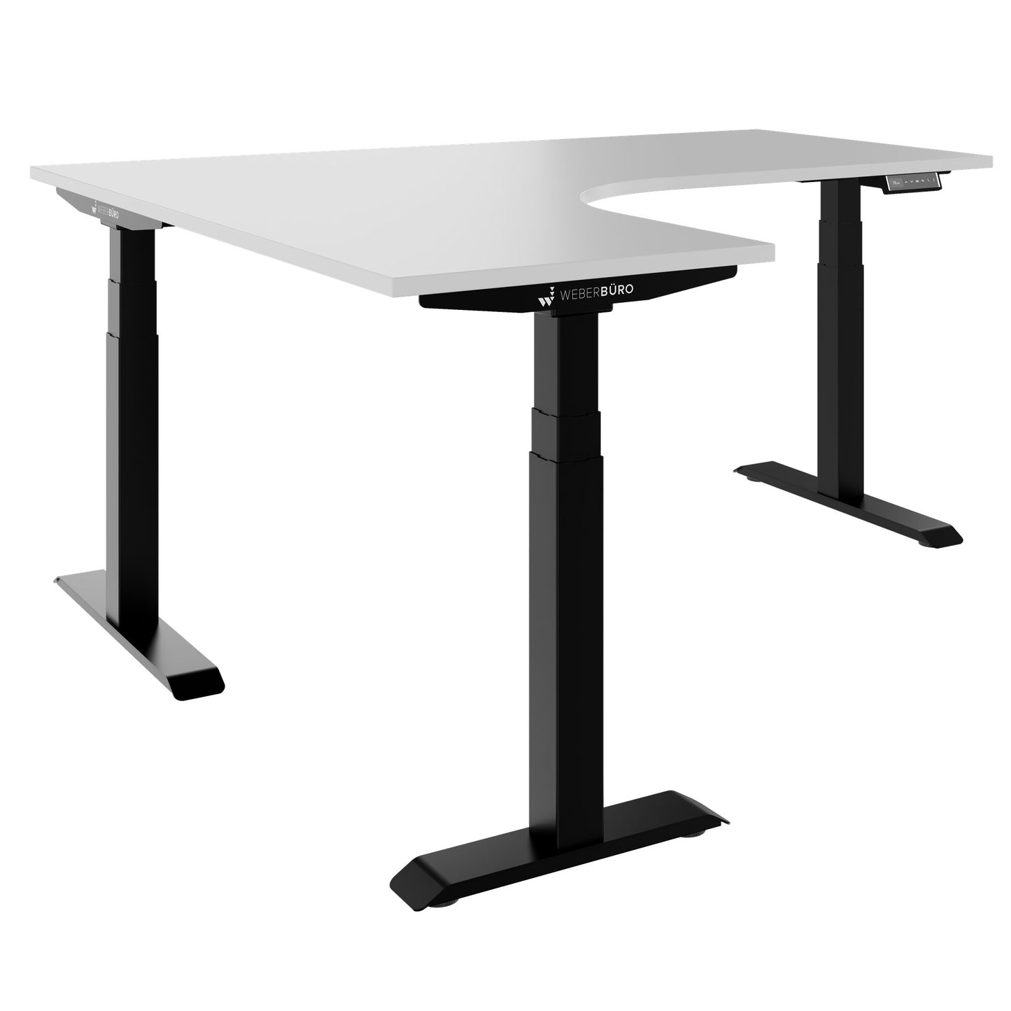 TELDRA Pro, 3-motor corner desk | 1800 x 1600 mm, electrically height-adjustable, pearl gray
