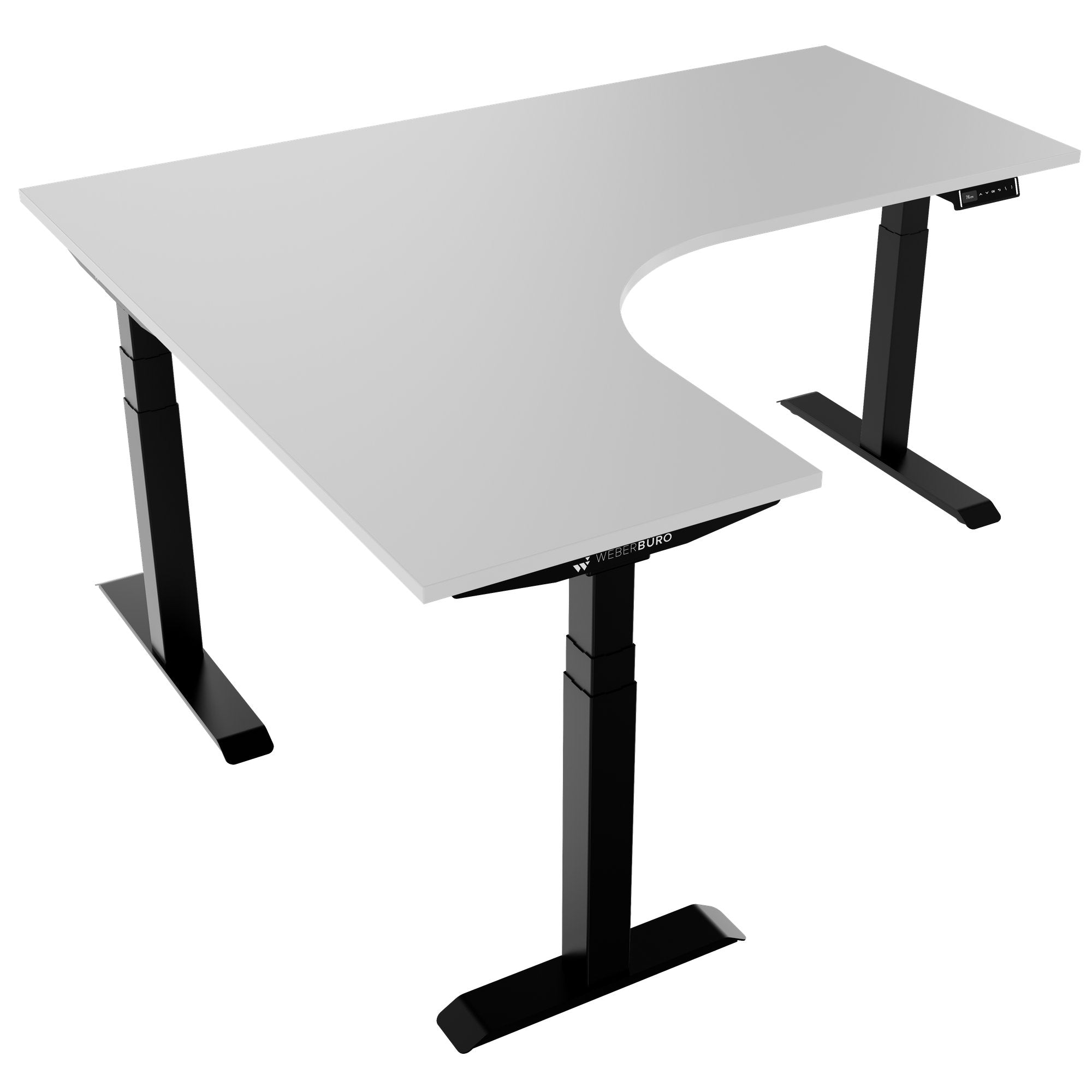 TELDRA Pro, 3-motor corner desk | 1800 x 1600 mm, electrically height-adjustable, pearl gray