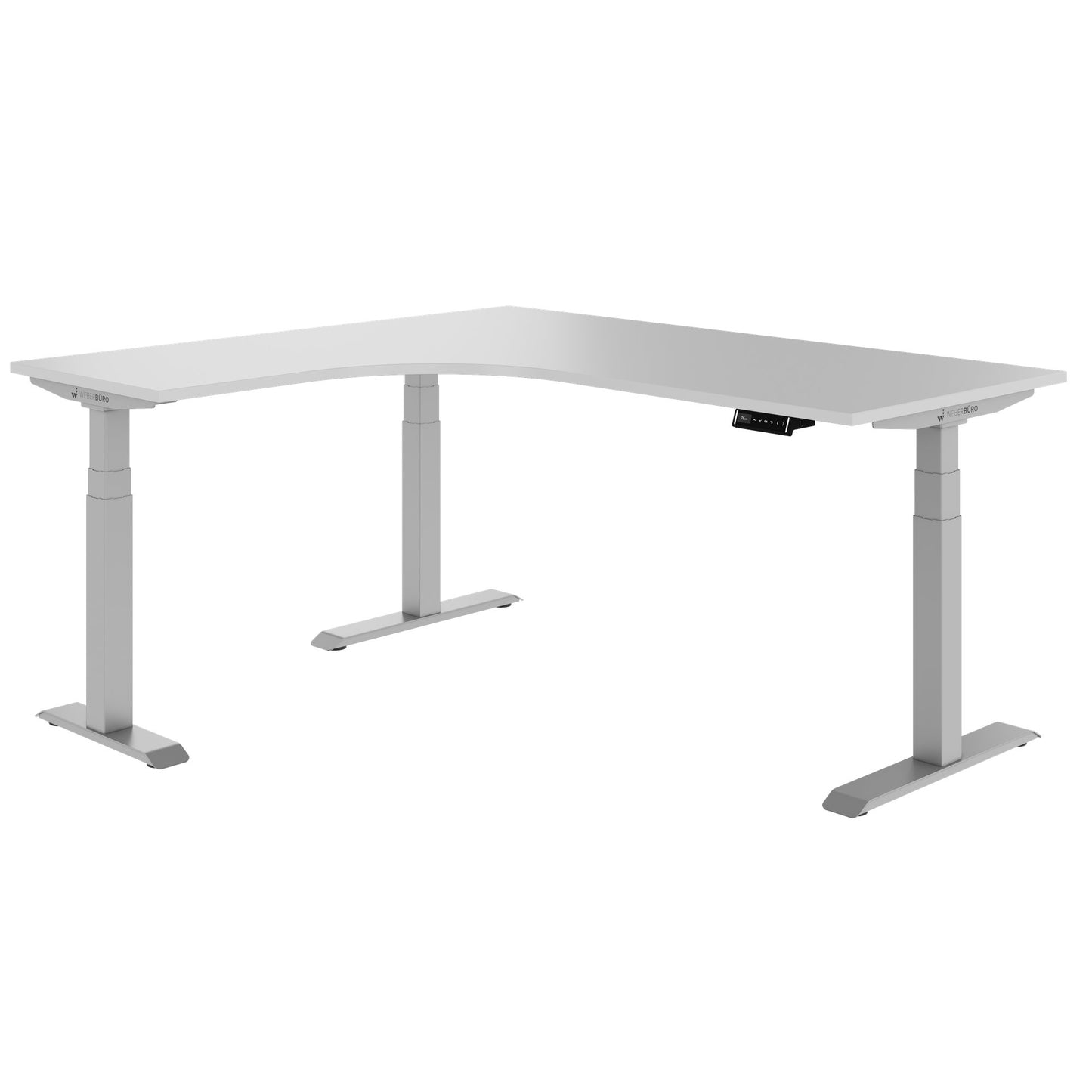 TELDRA Pro, 3-motor corner desk | 1800 x 1600 mm, electrically height-adjustable, pearl gray