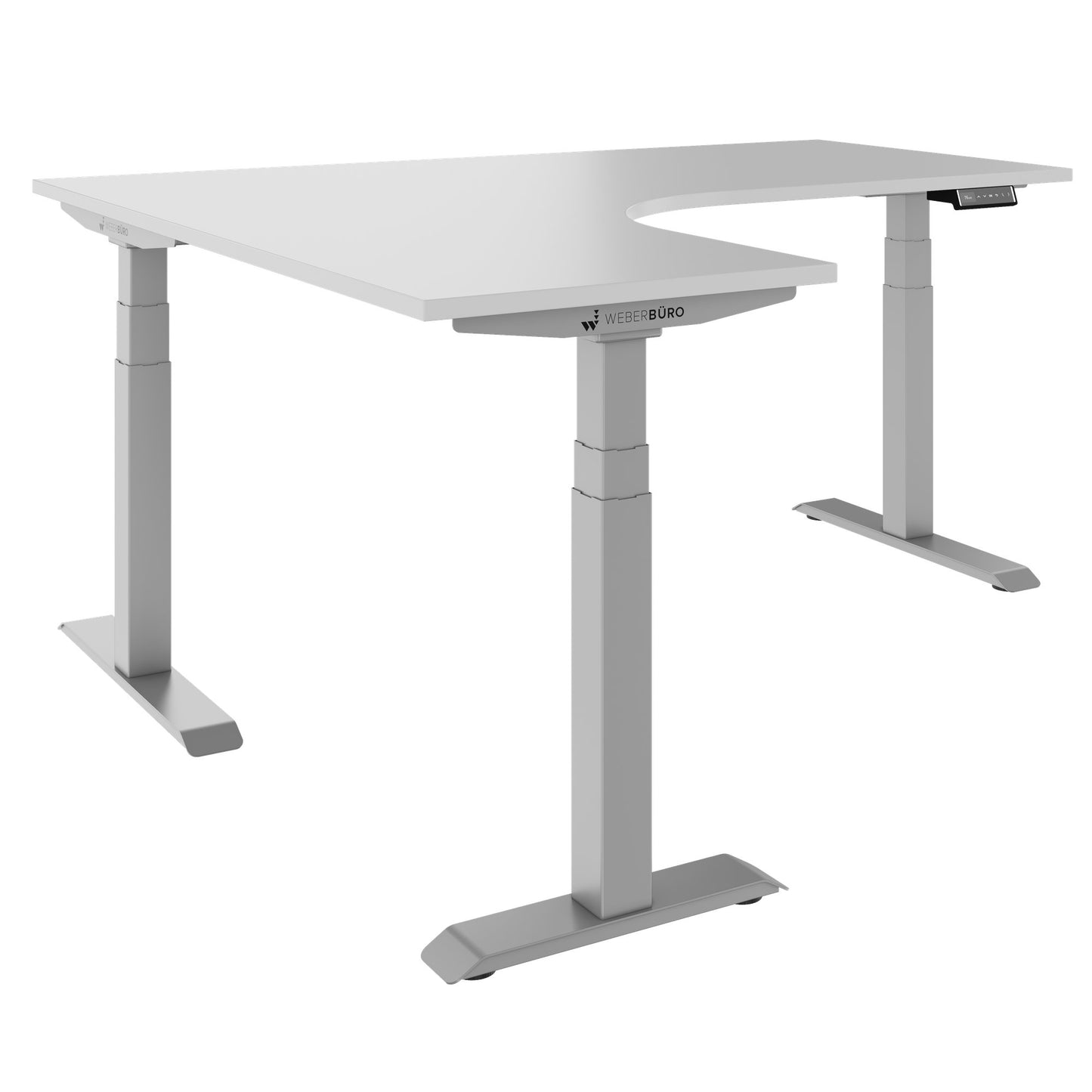 TELDRA Pro, 3-motor corner desk | 1800 x 1600 mm, electrically height-adjustable, pearl gray