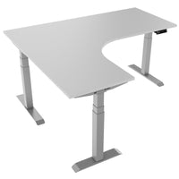 TELDRA Pro, 3-motor corner desk | 1800 x 1600 mm, electrically height-adjustable, pearl gray