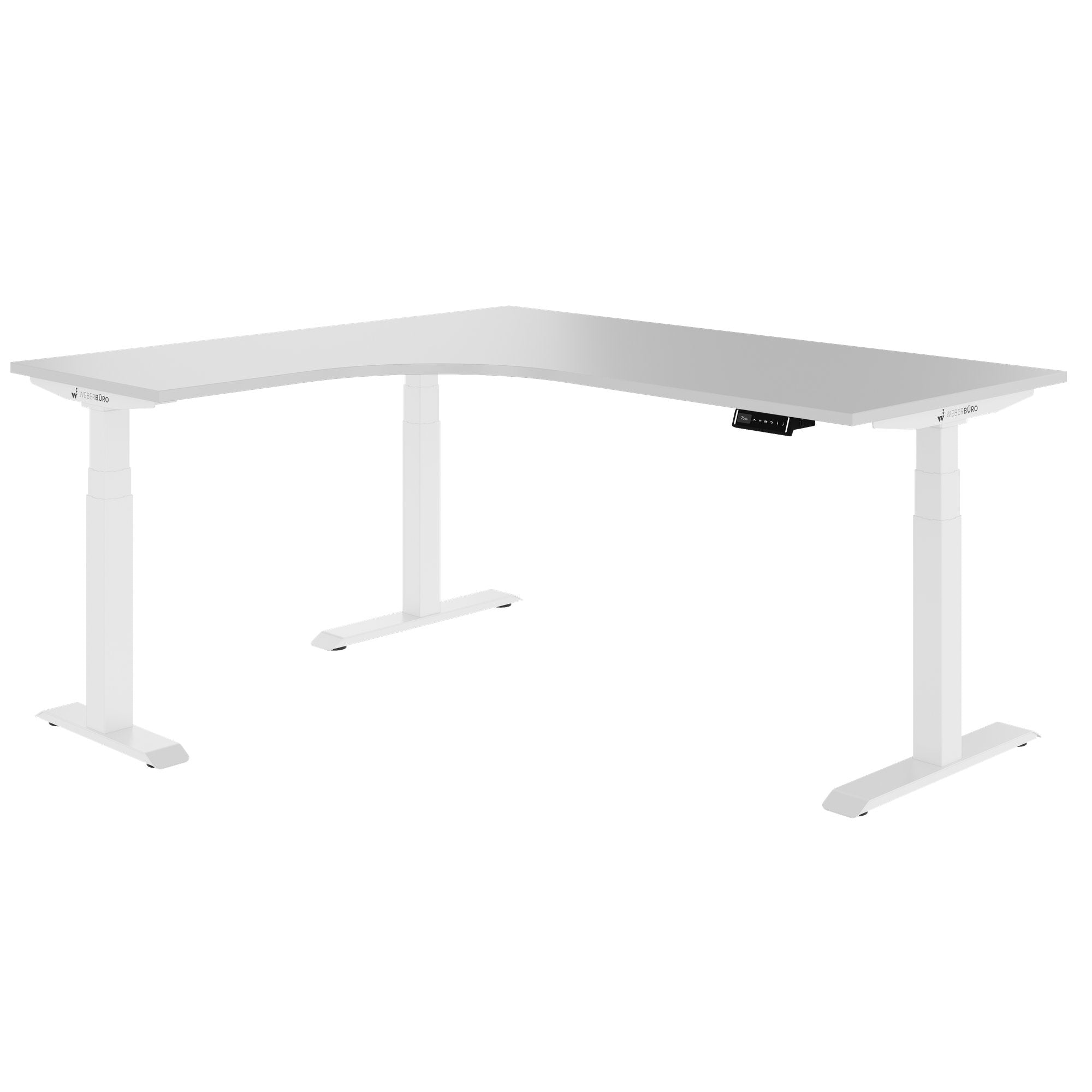 TELDRA Pro, 3-motor corner desk | 1800 x 1600 mm, electrically height-adjustable, pearl gray