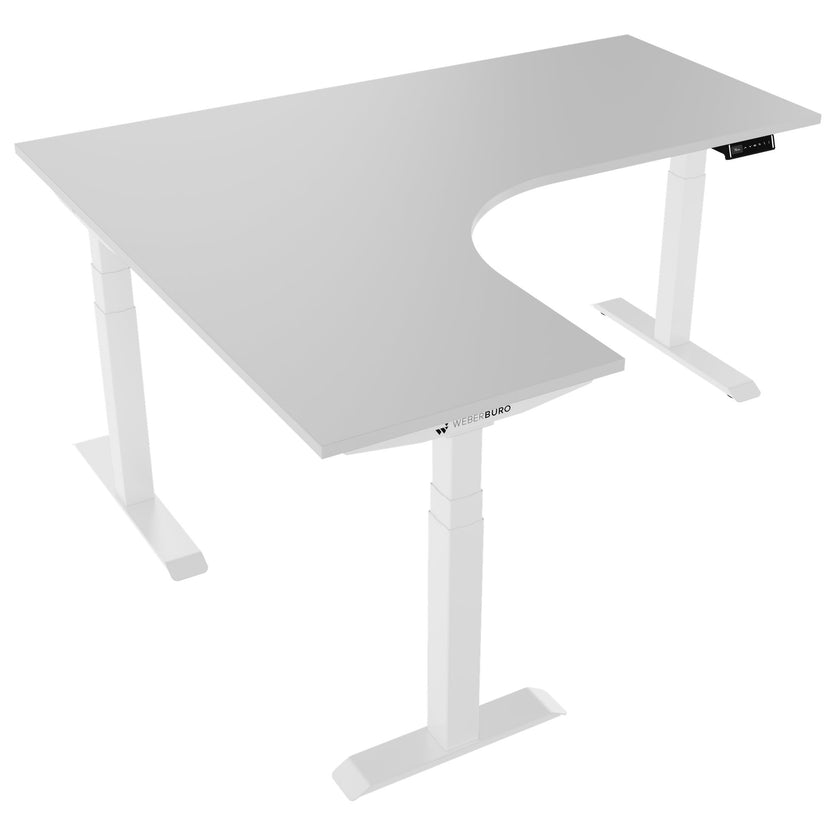TELDRA Pro, 3-motor corner desk | 1800 x 1600 mm, electrically height-adjustable, pearl gray