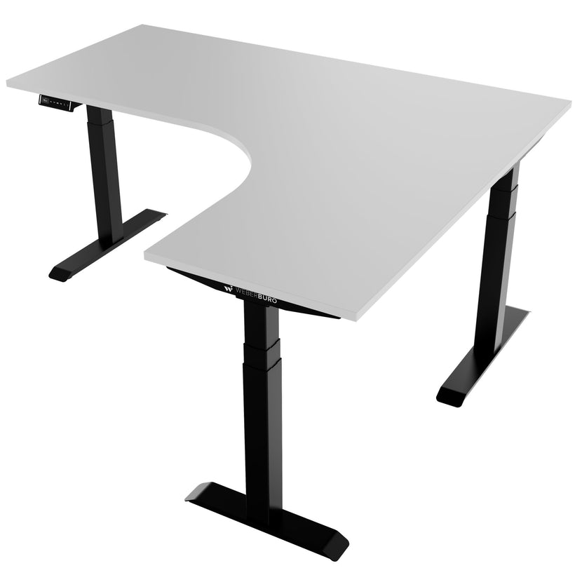 TELDRA Pro, 3-motor corner desk | 1800 x 1600 mm, electrically height-adjustable, pearl gray