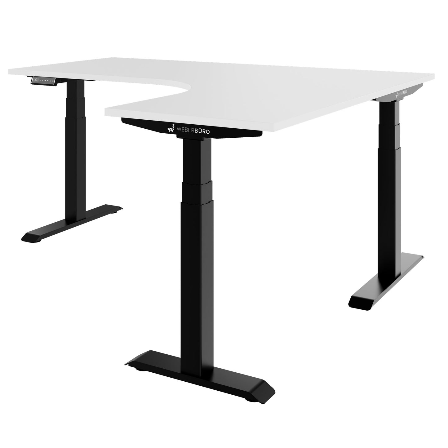 TELDRA Pro, 3-motor angle desk table | 1800 x 1600 mm, electrically height adjustable, white