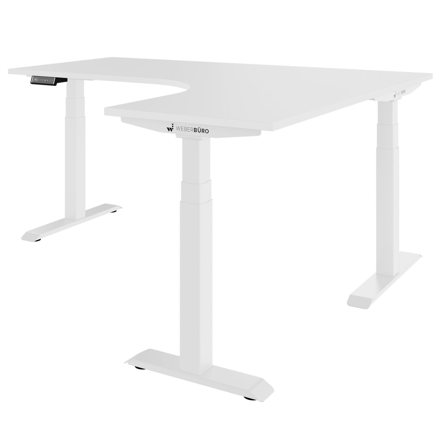 TELDRA Pro, 3-motor angle desk table | 1800 x 1600 mm, electrically height adjustable, white