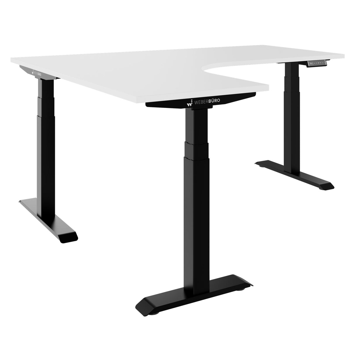 TELDRA Pro, 3-Motoren-Winkelschreibtisch | 1800 x 1600 mm, elektrisch höhenverstellbar, Weiß - 3 Lightbox Main Image