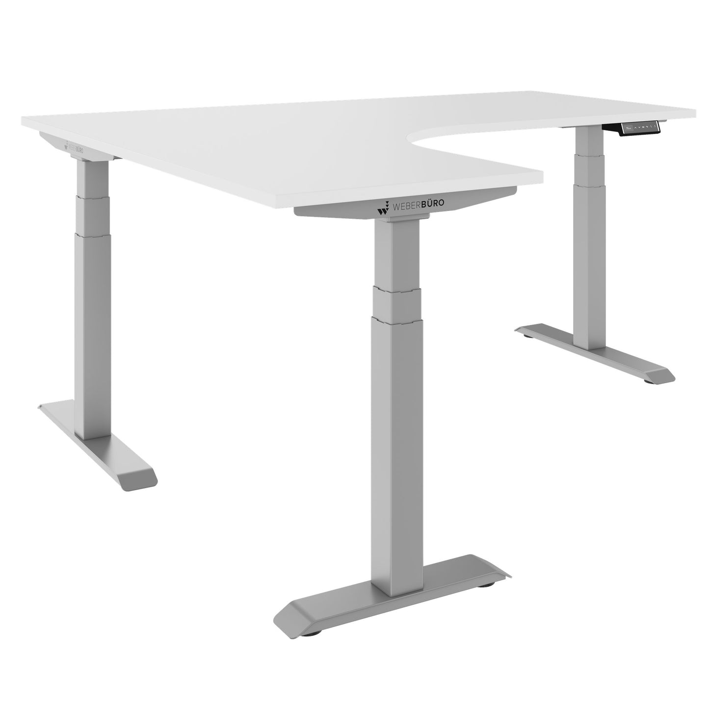 TELDRA Pro, 3-motor angle desk table | 1800 x 1600 mm, electrically height adjustable, white