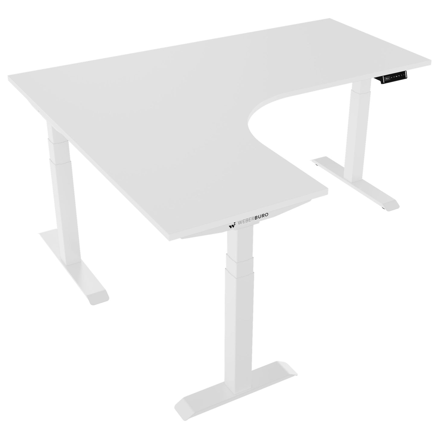 TELDRA Pro, 3-motor angle desk table | 1800 x 1600 mm, electrically height adjustable, white