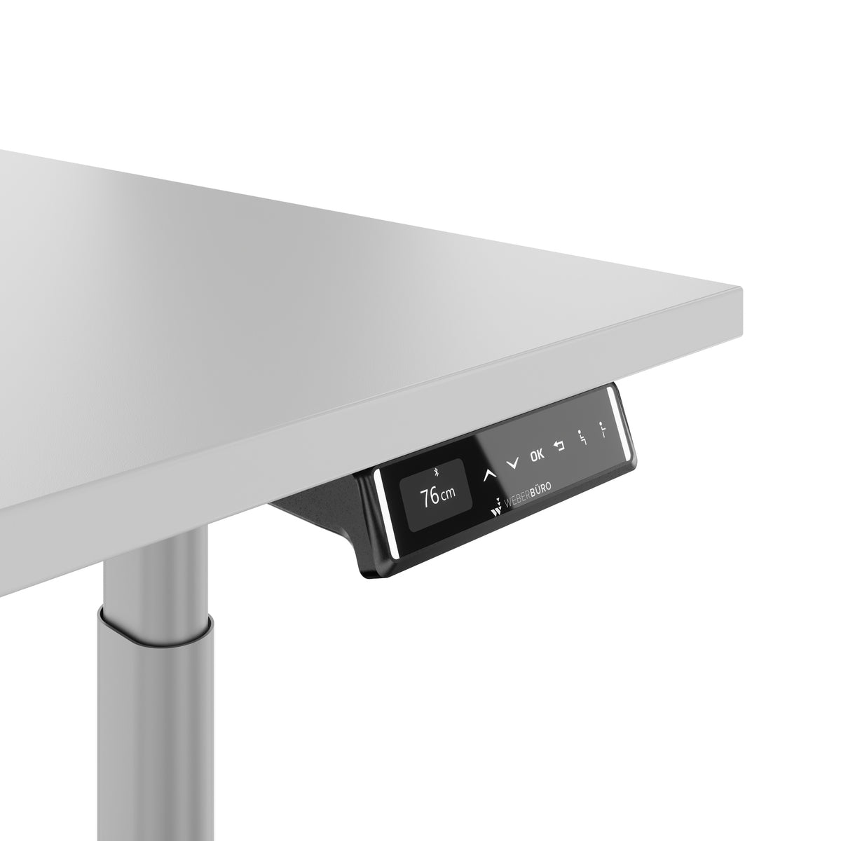TELDRA Pro Curve, 2-Motoren-Schreibtisch | 1200-1800 mm, elektrisch höhenverstellbar, Perlgrau